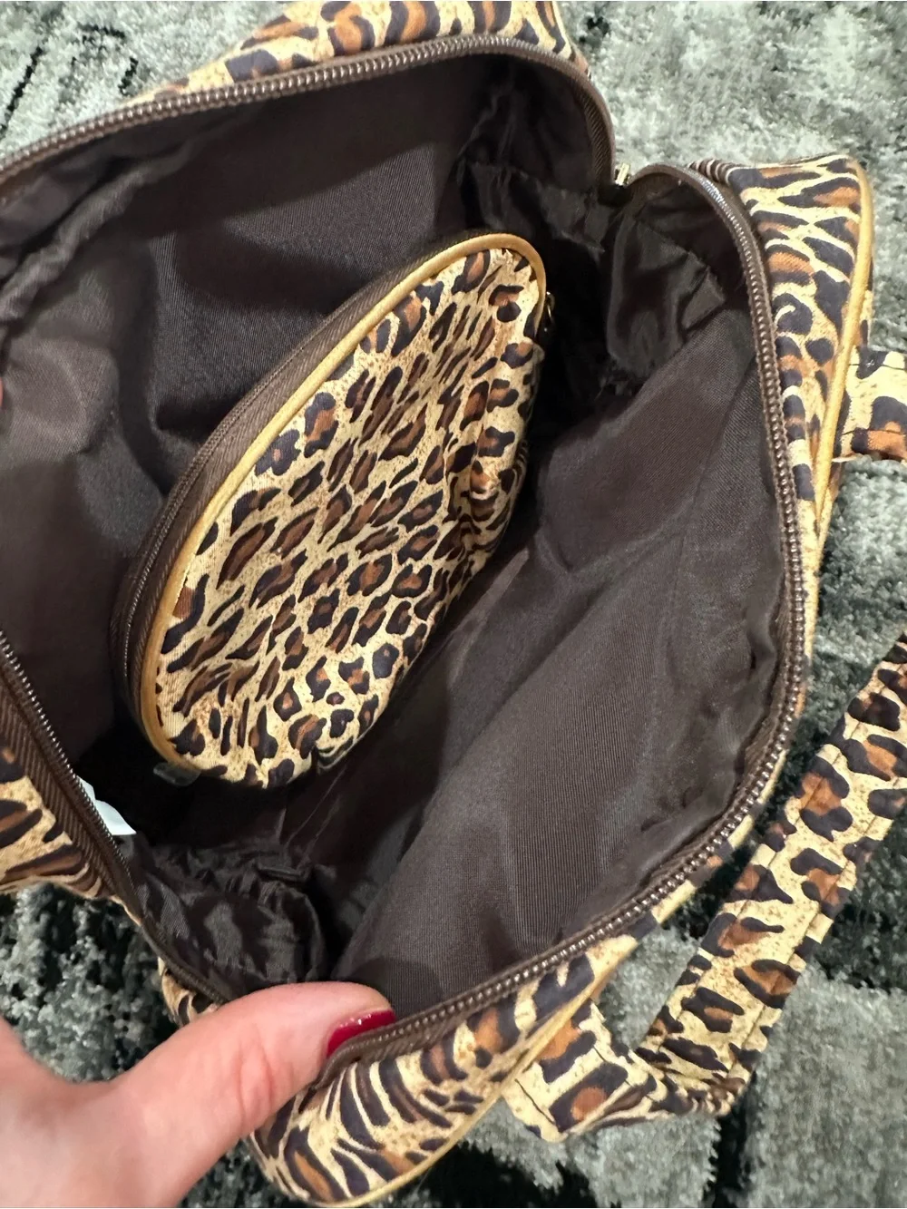 Leopard Print Cosmetic Bag Set - Brown & Black